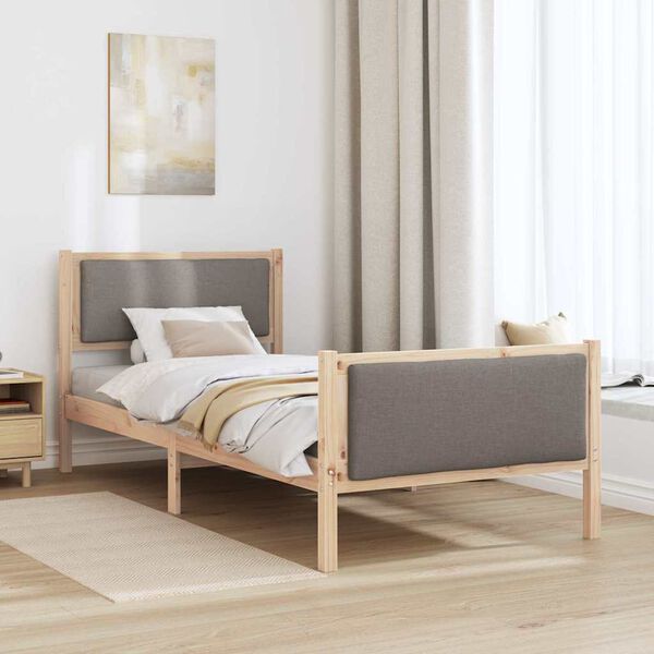 vidaXL Estrutura da Cama Cinzento-acastanhado 90 x 190 cm tecido