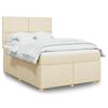 vidaXL Cama com molas/colch&atilde;o 140x190 cm tecido cor creme