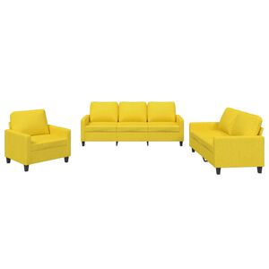 vidaXL 3 pcs conjunto de sof&aacute;s com almofad&otilde;es tecido amarelo-claro
