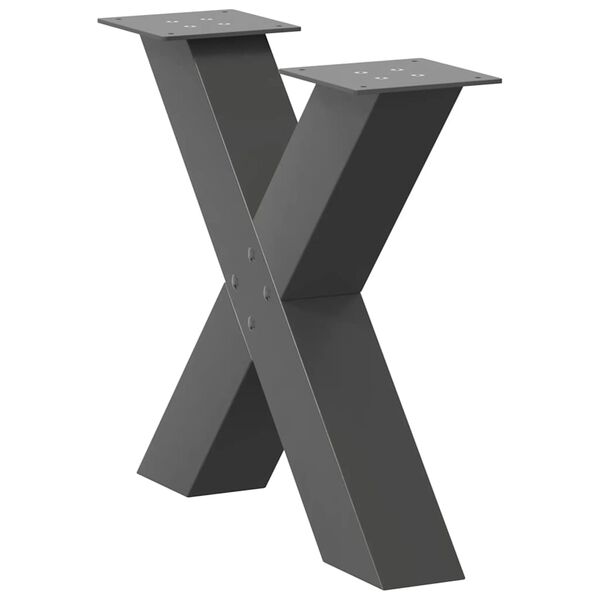 vidaXL P&eacute;s para mesa de centro em formato de X, 2 pe&ccedil;as, antracite, 50x (42-43) cm, a&ccedil;o