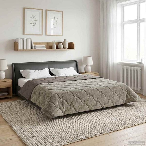 vidaXL Duvet de Ano Inteiro Colchonete Cinzento-claro 200 x 220 cm