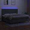 vidaXL Cama box spring c/ colch&atilde;o e LED 200x200 cm tecido cinza-escuro