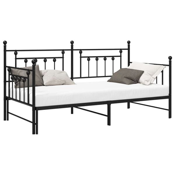 vidaXL Estrutura de cama de dia Preto 90 x 200 cm A&ccedil;o