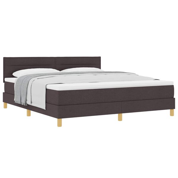 vidaXL Cama Box com colch&atilde;o Marrom Escuro 180 x 200 cm tecido