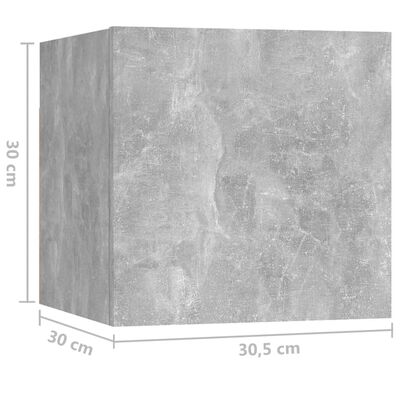 vidaXL Mesas de cabeceira 2pcs 30,5x30x30cm contrapl. cinzento cimento