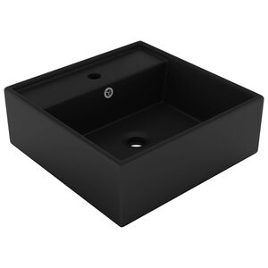 vidaXL Lavat&oacute;rio luxuoso quadrado 41x41 cm cer&acirc;mica preto mate