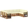 vidaXL Conjunto de Sof&aacute;s para Exterior 7 unid. Natural e Creme