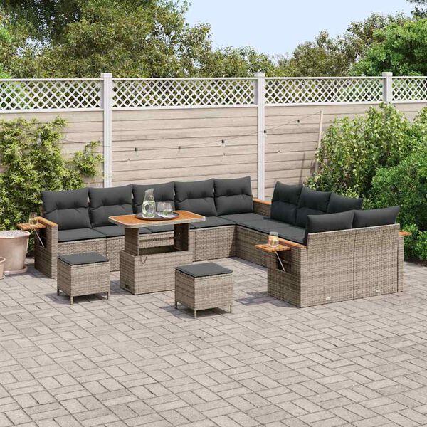 vidaXL Conjunto de Sof&aacute; de Jardim com almofada 13 pcs Cinzeto