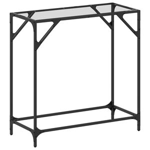 vidaXL Mesa consola com tampo em vidro transparente 80x35x81 cm a&ccedil;o