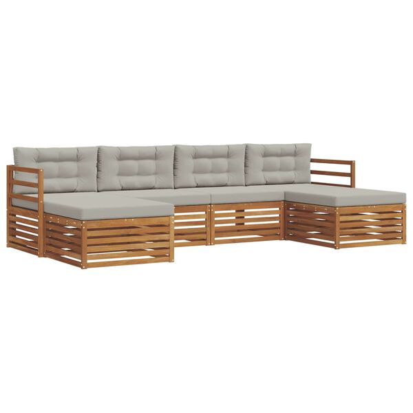 vidaXL Conjuntos de sof&aacute;s com almofada 6 pcs Cinza Natural e Claro