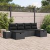 vidaXL Conjunto de Sof&aacute; de Jardim com almofada 6 pcs Preto vime PE