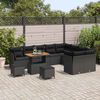 vidaXL Conjunto de Sof&aacute; de Jardim 12 pcs Preto vime PE