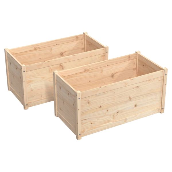 vidaXL Vaso/floreira de jardim 2 pcs 100x50x50cm pinho maciço
