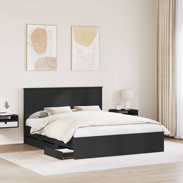 vidaXL Estrutura da Cama Preto 160 x 200 cm Madeira de Engenharia