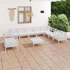 vidaXL 11 pcs conjunto lounge de jardim pinho maciço branco