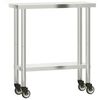 vidaXL Mesa de trabalho de cozinha c/ rodas 82,5x30x85 cm a&ccedil;o inox.