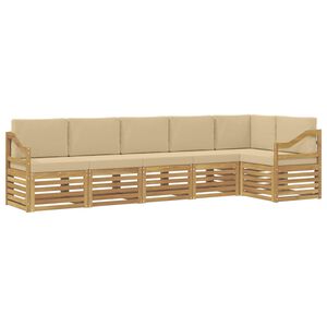 vidaXL Conjunto de Sof&aacute;s para Exterior 6 unid. Branco e Bege Poli&eacute;ster