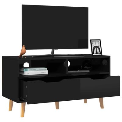 vidaXL Móvel de TV 90x40x48,5 cm derivados de madeira preto brilhante