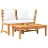 vidaXL 3 pcs conjunto lounge jardim c/ almofad&otilde;es cor creme ac&aacute;cia