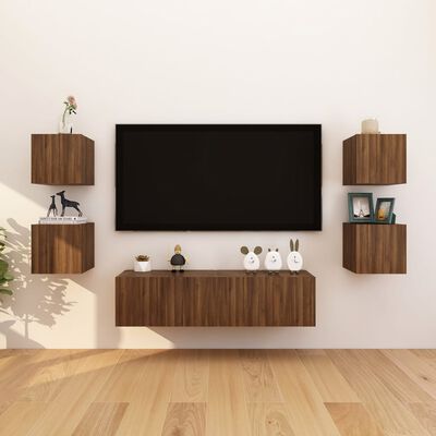 vidaXL Móveis de TV de parede 4pcs 30,5x30x30 cm cor carvalho castanho