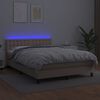 vidaXL Cama box spring c/colchão/LED 140x200cm couro artif. cappuccino