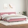 vidaXL Cama box spring c/ colch&atilde;o e LED rosa 180x220 cm veludo