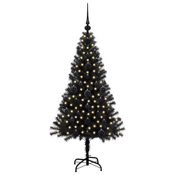 vidaXL &Aacute;rvore de Natal com 150 LEDs com suporte Preto 120 cm PVC