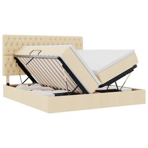 vidaXL Cama de Armazenamento LED com Colch&atilde;o Creme 180 x 200 cm Tecido