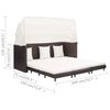 vidaXL Espregui&ccedil;adeira extens&iacute;vel 3 lugares com toldo vime PE castanho