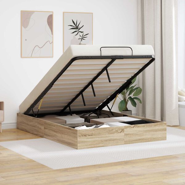 vidaXL Estrutura de Cama Ottoman Carvalho Sonoma 193 x 140 x 25 cm