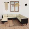 vidaXL 9 pcs conjunto lounge de jardim c/ almofad&otilde;es vime PE preto