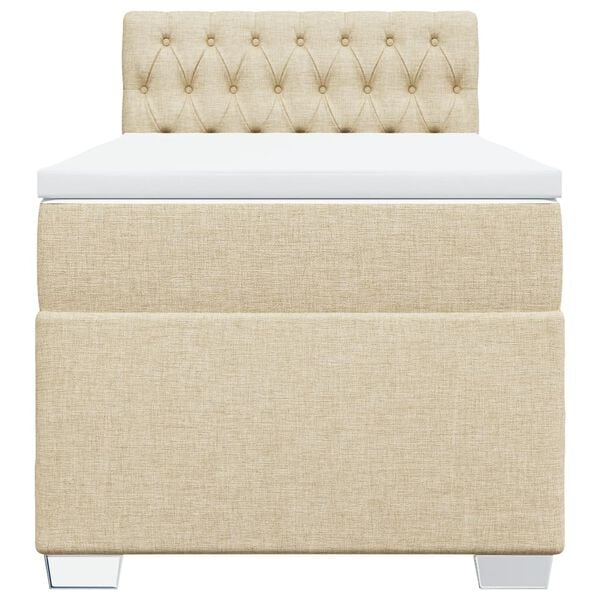 vidaXL Cama com molas/colch&atilde;o 90x200 cm tecido cor cr&egrave;me