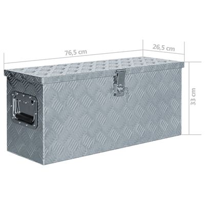 vidaXL Caixa de alumínio 76,5x26,5x33 cm prateado