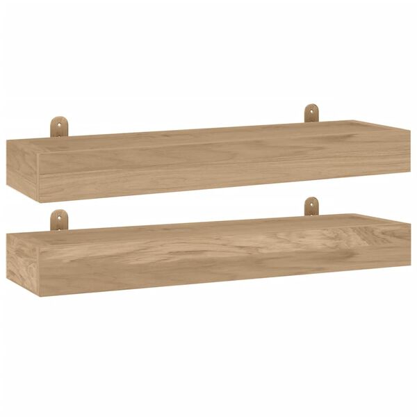 vidaXL Prateleiras de parede 2 pcs 60x15x4 cm madeira de teca maci&ccedil;a