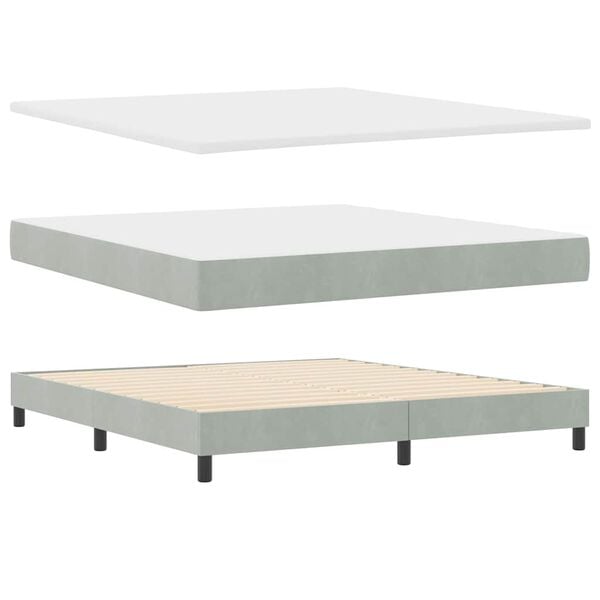 vidaXL Cama Box com cabeceira Cinzento-claro 180 x 200 cm Veludo