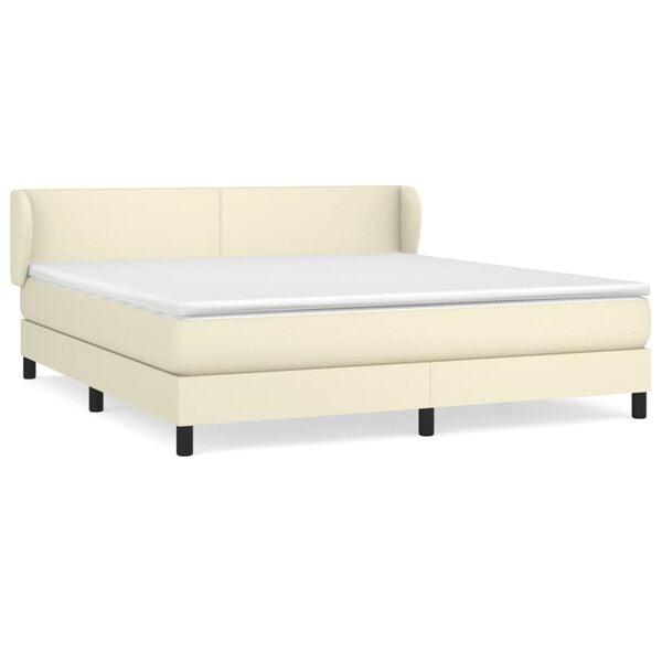 vidaXL Cama com molas/colch&atilde;o 180x200 cm couro artificial cor creme