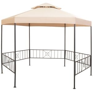 vidaXL Tenda/gazebo de jardim hexagonal 323x265 cm bege