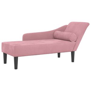 vidaXL Chaise longue com almofad&otilde;es veludo rosa