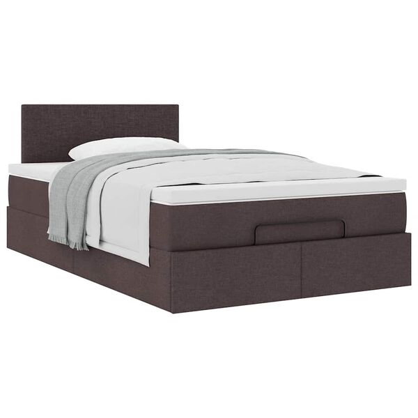 vidaXL Estrutura de cama otomana com colch&atilde;o 120x190cm castanho escuro