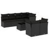 vidaXL 8 pcs conjunto sof&aacute;s de jardim com almofad&otilde;es vime PE preto