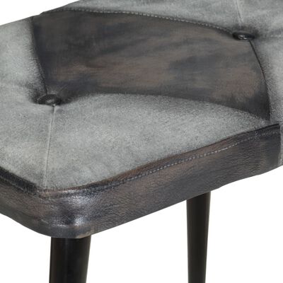 vidaXL Cadeira de baloiço c/ apoio de pés couro genuíno/lona cinzento