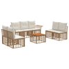 vidaXL Conjunto de Sof&aacute;s para Exterior 8 unid. Natural e Branco Creme