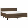 vidaXL Cama box spring c/ colch&atilde;o/LED 180x200cm tecido castanho-escuro