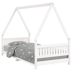 vidaXL Estrutura de cama infantil 90x200 cm pinho maci&ccedil;o branco