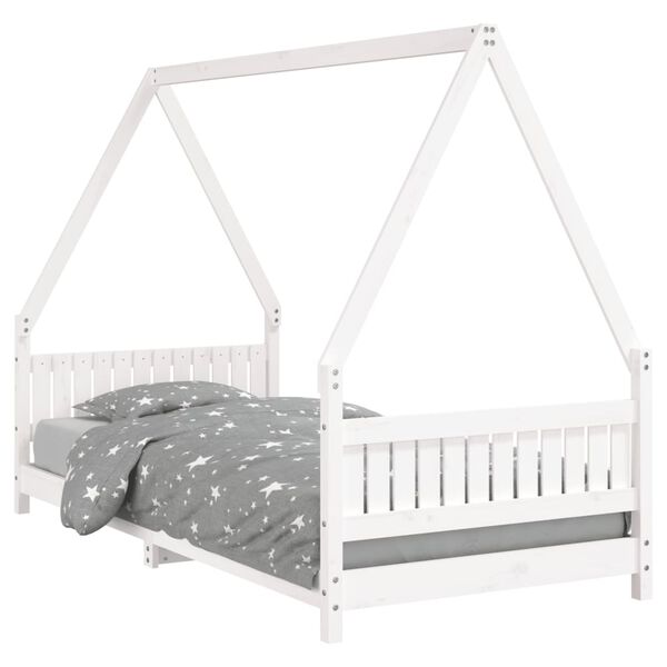 vidaXL Estrutura de cama infantil 90x200 cm pinho maci&ccedil;o branco