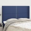 vidaXL Cabeceira de cama c/ abas tecido 147x16x118/128 cm azul