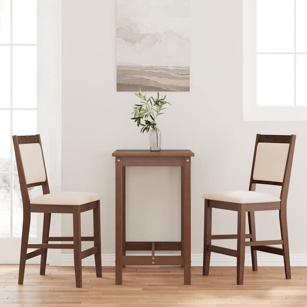 vidaXL Bancos de bar com almofad&otilde;es 2pcs madeira de seringueira maci&ccedil;a