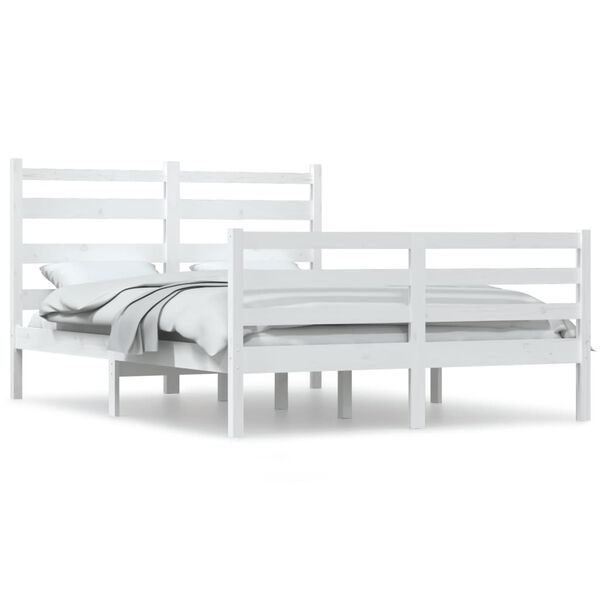 vidaXL Estrutura de cama 160x200 cm pinho maci&ccedil;o branco