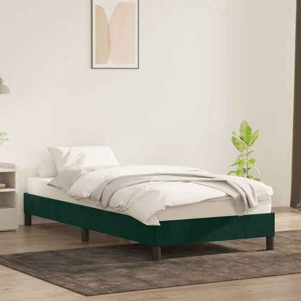 vidaXL Estrutura de cama sem colch&atilde;o 100x210 cm veludo verde-escuro