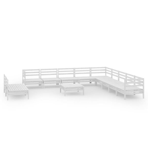 vidaXL 12 pcs conjunto lounge de jardim pinho maciço branco